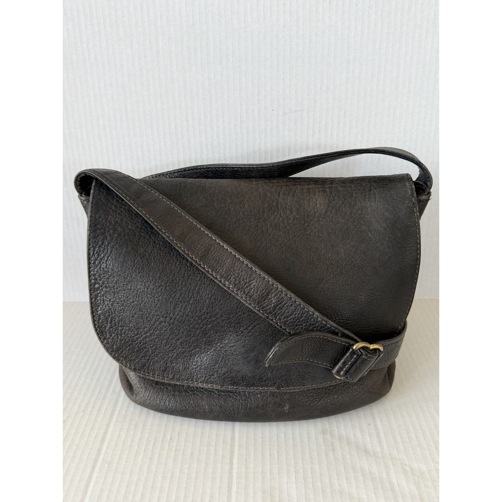 Vintage 1994 Coach Sonoma 4903 Black Natural Grain Leather Crossbody Italy